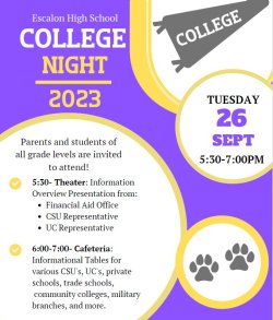 2023 EHS College Night Flyer